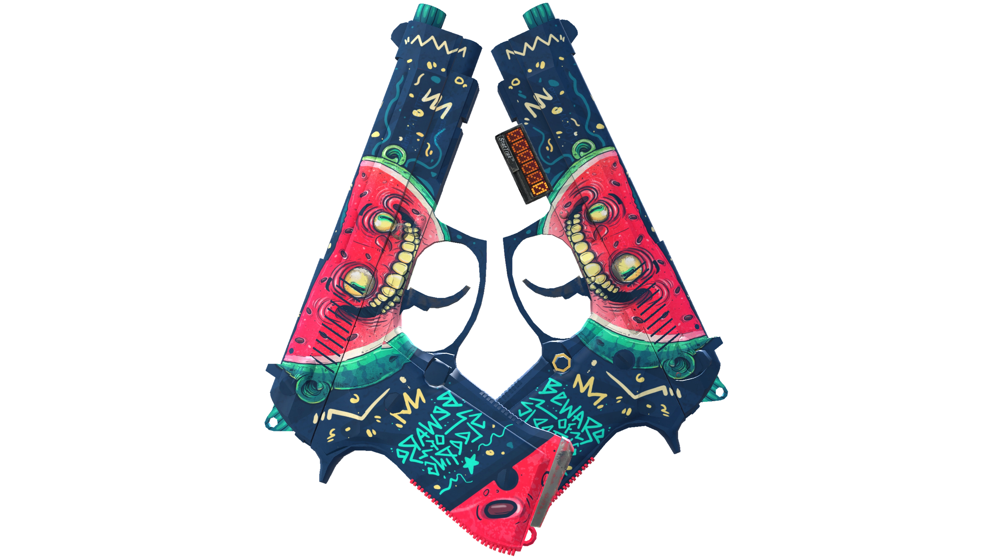 StatTrak™ Dual Berettas | Melondrama (Minimal Wear) thumbnail
